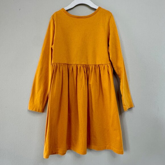 HANNA ANDERSSON Bear Dress Girls 6-7 120cm Mustard Brown Long Sleeve Cotton Girl - Picture 2 of 6